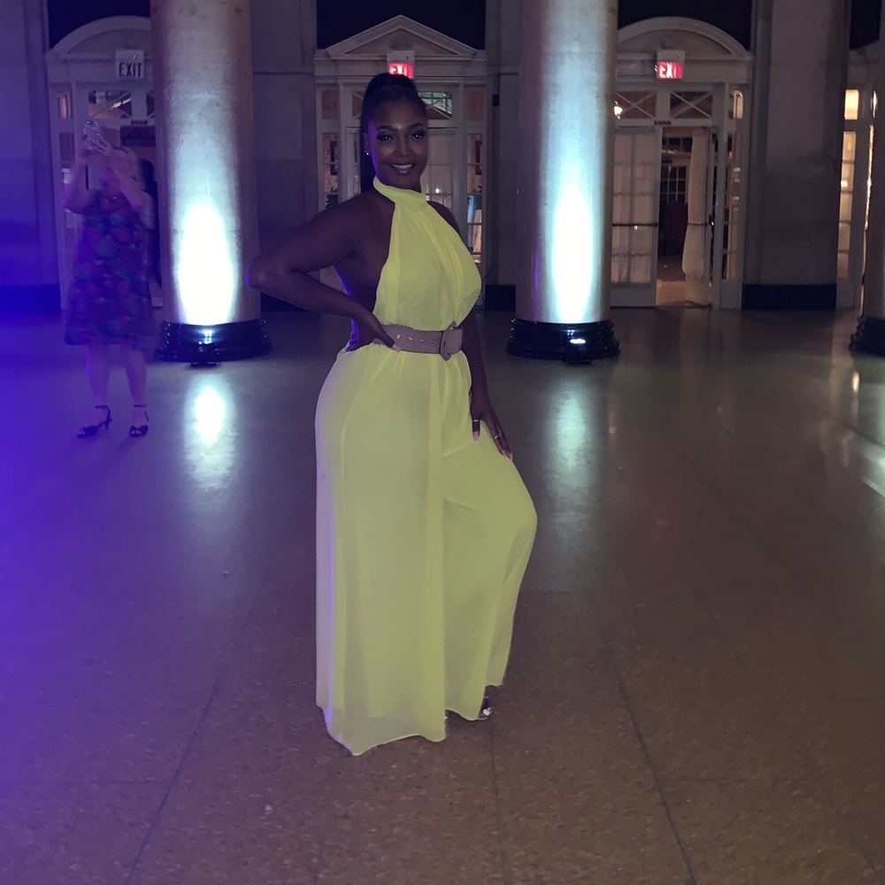 Yellow backless romper